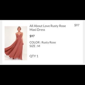 LULUS “All About Love”  RUSTY ROSE MAXI DRESS